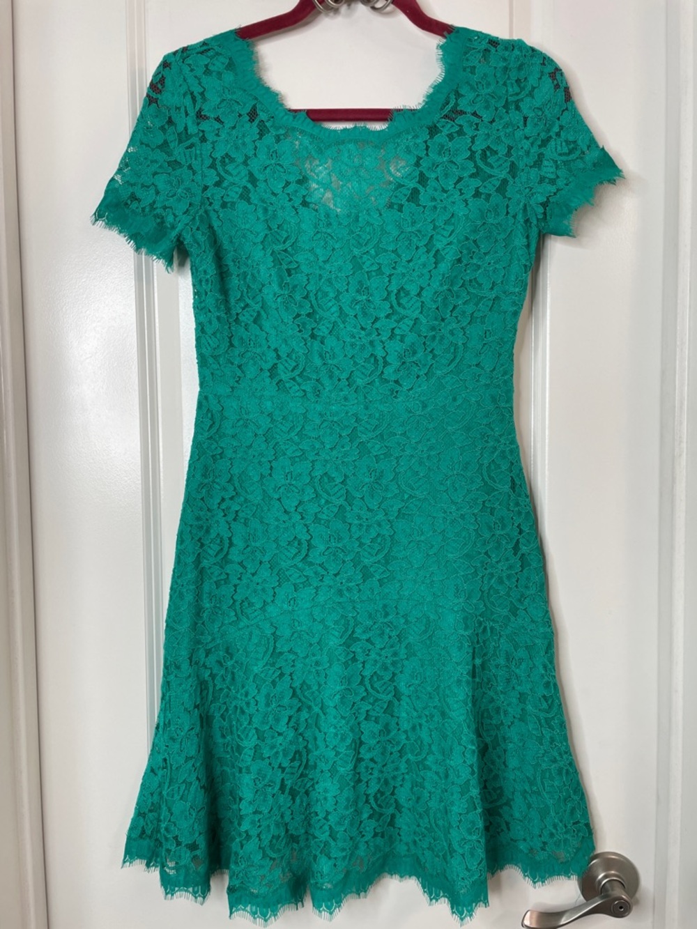 Diane Von Furstenberg Emerald Green Lace Mini Dress